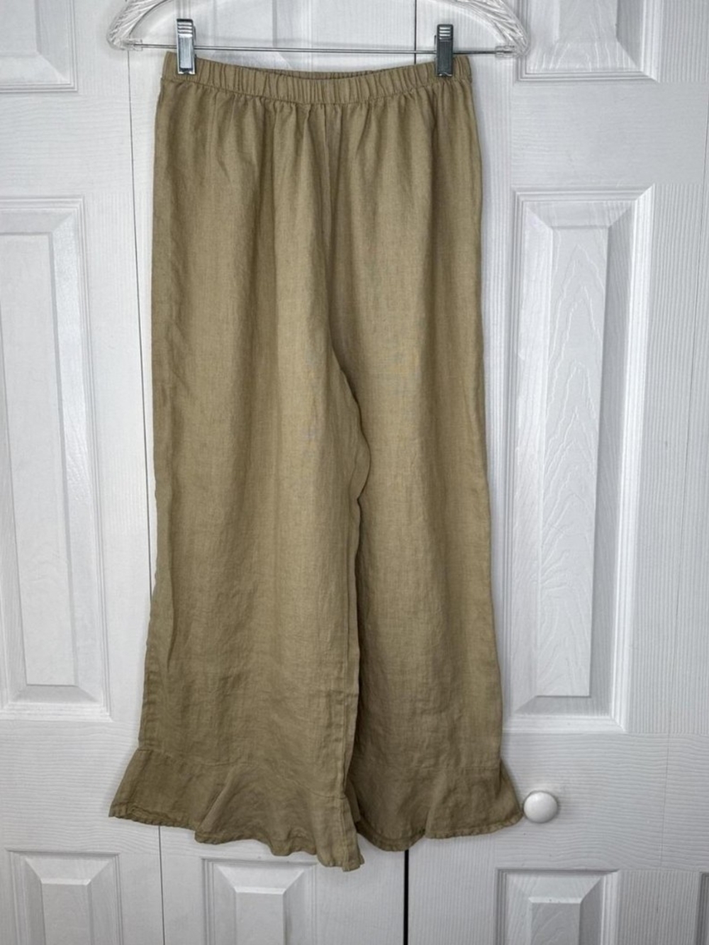 NWOT Flax 100% Linen Wide Leg Ruffle Pants - Picture 2 of 7
